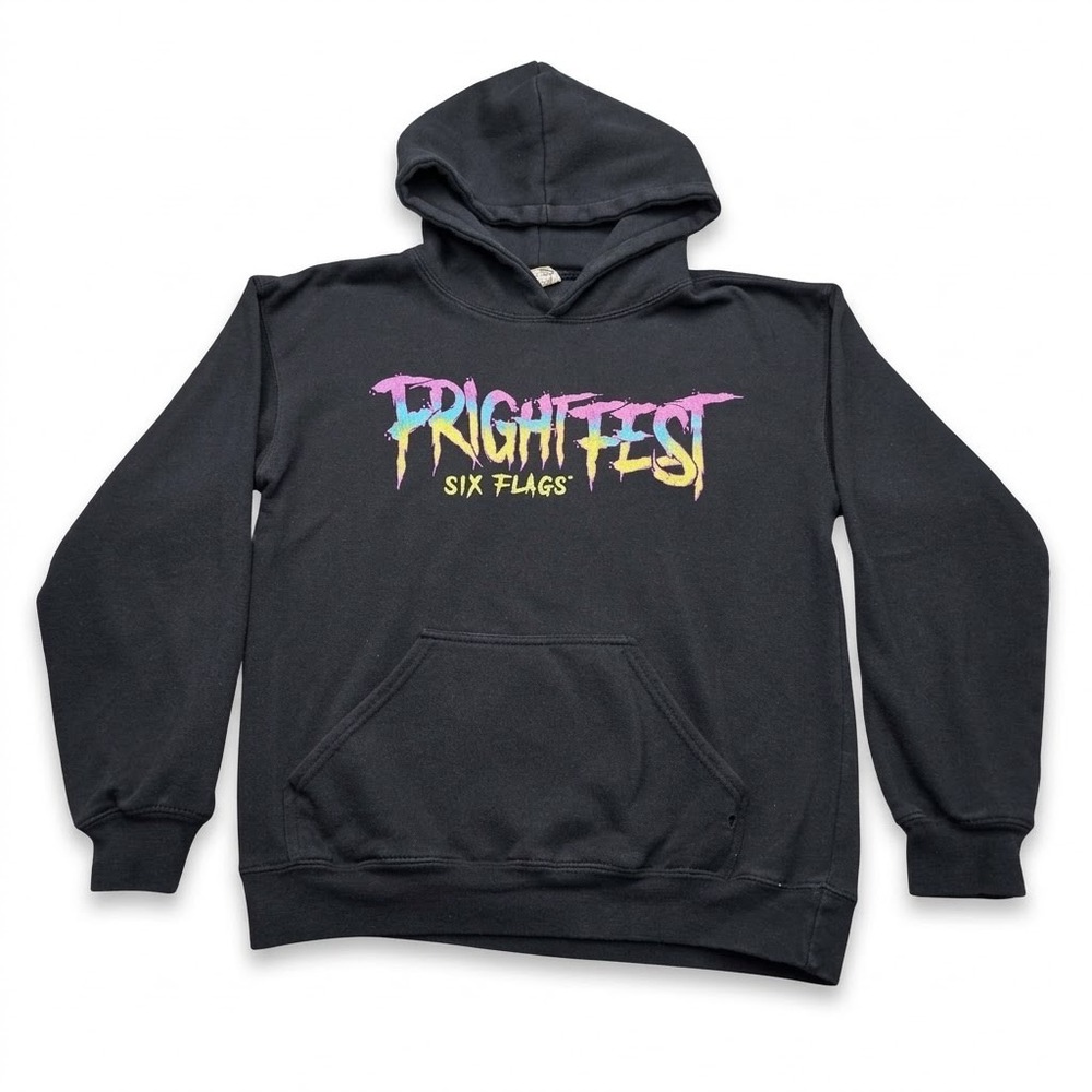 Six Flags Fright Fest Hoodie S Black Clown Trick Or Treat Halloween Horror